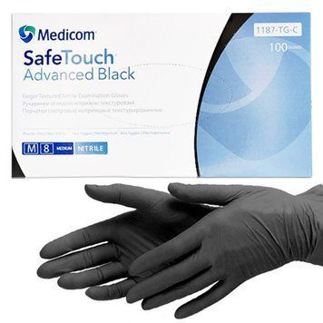 Перчатки нитриловые Medicom (черные) М 4208 фото